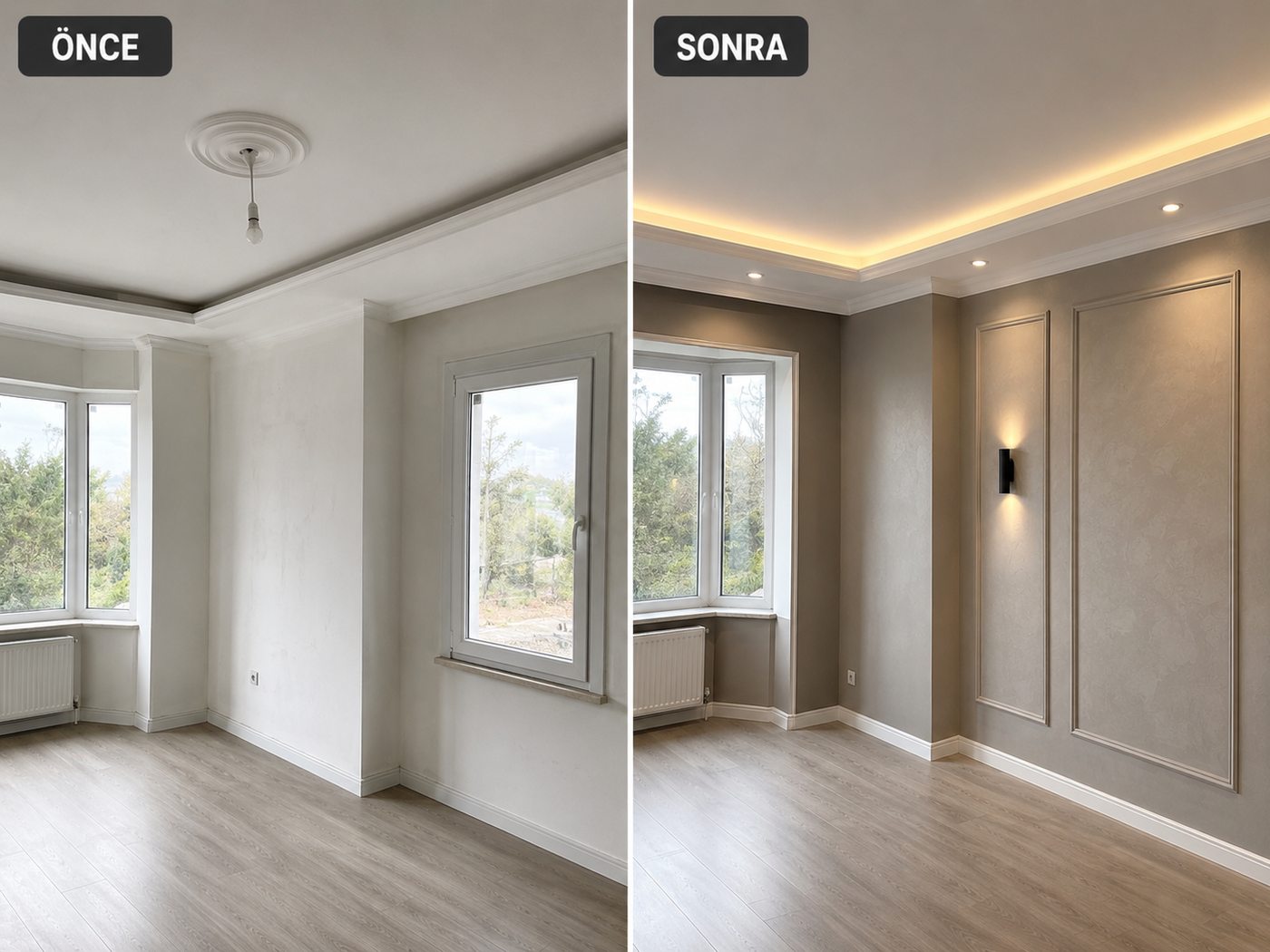 Evka 4 iç cephe boya öncesi ve sonrası